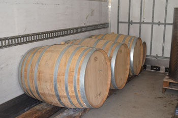 Maturation barrels of Domaine Chante L'Oiseau